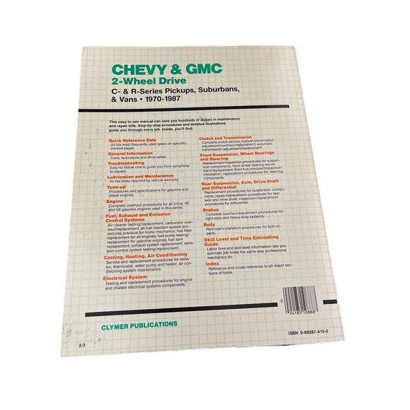 Clymer Super Shop Manual T888 Chevy & GMC C&R Series Pickups Vans 1970-1985 - Picture 2 of 4